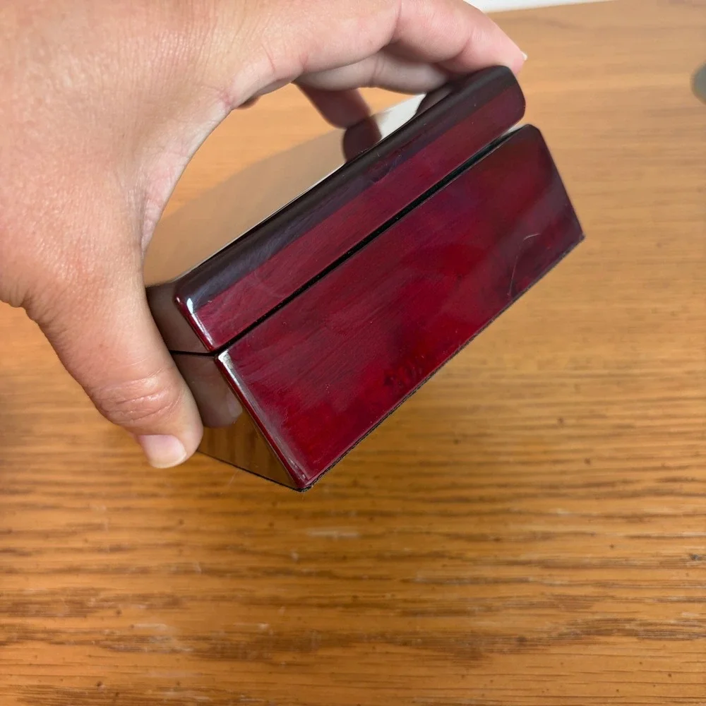 Gloss Finish  Cherry Wood Finish Jewelry Box Small Mirror Ring Organizer Box